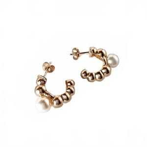 NEW GOLDFI women's beaded c-hoop earrings in gold
